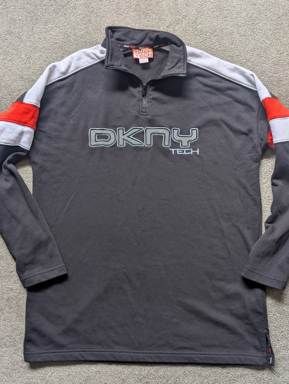 Y2K DKNY Pullover Sweater Quarter Zip Streetwear Small